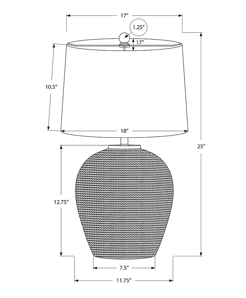 Monarch Specialties  Luminaire, 25"h, Lampe De Table, Une Teinte De Nickel, , Transitionnel
