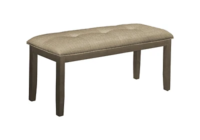 Monarch Specialties - Banc, 44" Rectangulaire, Salle À Manger, Entrée, Cuisine, Couloir, Rembourré, Bois, Tissu Marron, Bois Massif Gris, Transitionnel