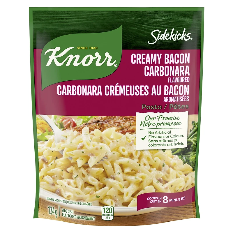 Plat d'Accompagnement de Pâtes Knorr Sidekicks Carbonara Crémeuses au Bacon 134 g Plats d'accompagnement