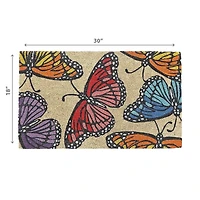 IH Casa Decor Natural Fibers Door Mat Rainbow Butterflies