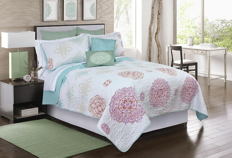 Ens. courtepointe Safdie & Co. de la collection Home Deluxe à 100 % polyester multicolore