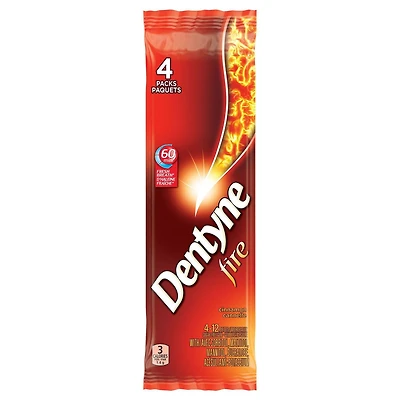 Dentyne Fire Cannelle, gomme sans sucre, 4 paquets (12 morceaux par paquet) 48 comptes