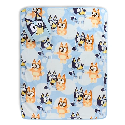 Bluey Ensemble d'Oreiller Nogginz et Couverture de Voyage 102 cm x 127 cm