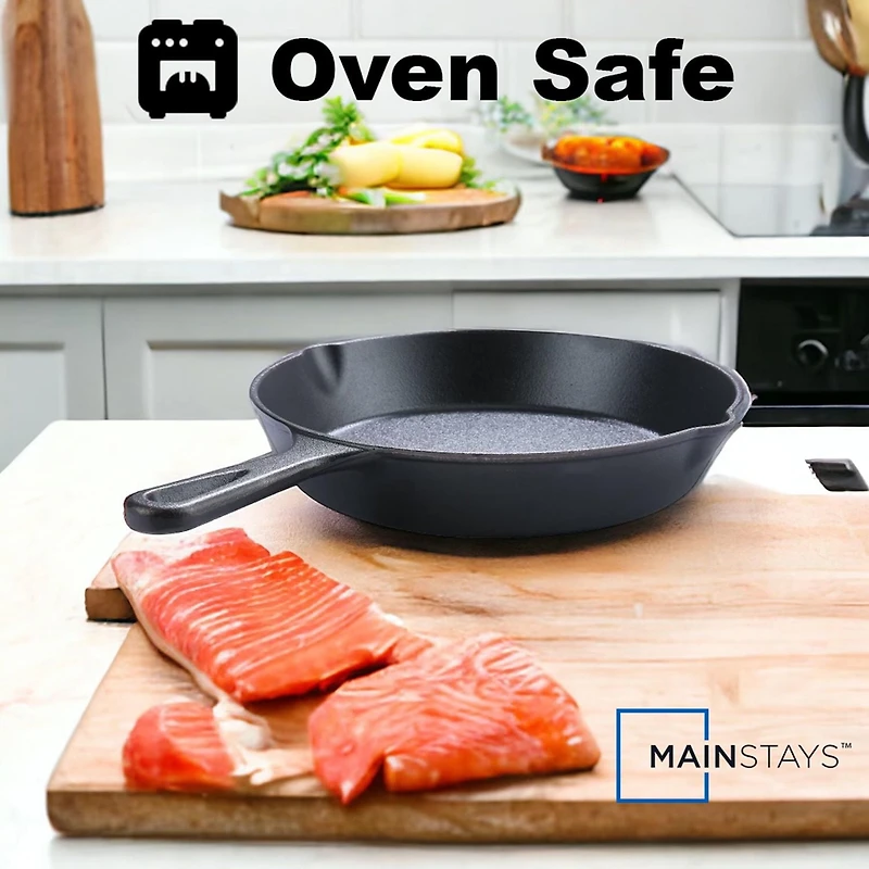Mainstays 10.5" Round Non-Stick Pre-Seasoned Cast Iron Skillet, Black, Hand Wash Only