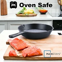 Mainstays 10.5" Round Non-Stick Pre-Seasoned Cast Iron Skillet, Black, Hand Wash Only