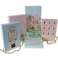 Boîtes-cadeaux Holiday Time pliantes imprimées en carton, 3 tailles assorties, 6 boîtes, Arbres Arcs