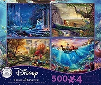 Ceaco: Thomas Kinkade - The Disney Collection (Cinderella, Lion King, Mickey & Minnie, Little Mermaid) 4-in-1 Puzzle Set