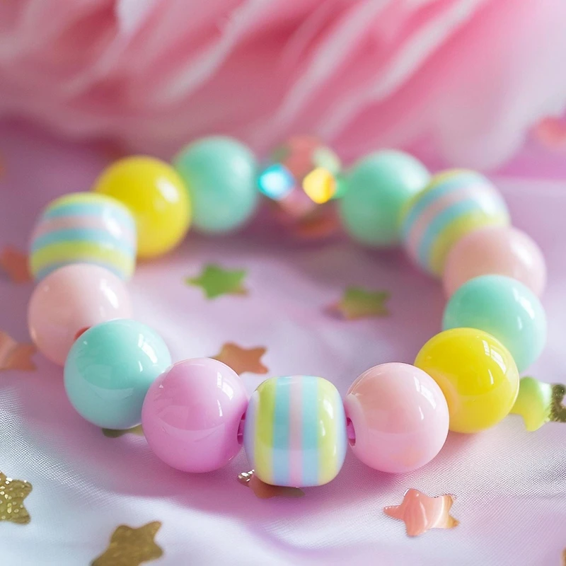 TINY HANDS Assorted Pastel Beads, 90 pc, Round & Star Shapes, Age 6+