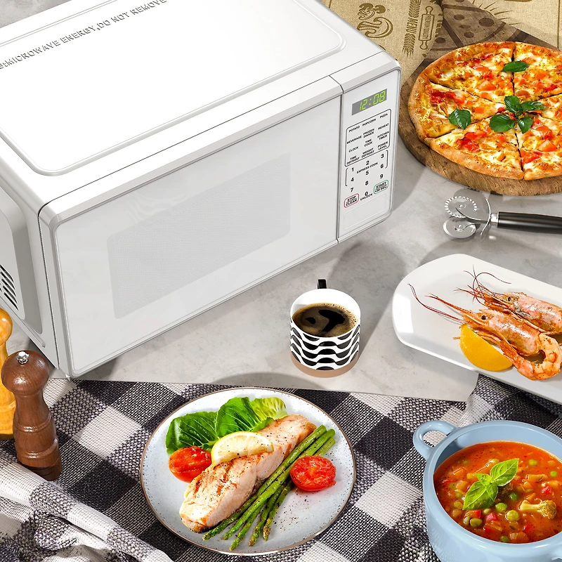 Mainstays Micro-ondes d'0,7 pi³ en, Blanc Noir Serrure de sécurité enfant