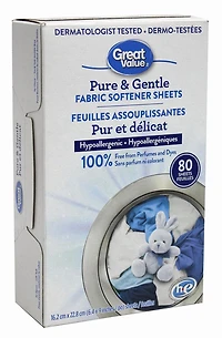 Feuilles Assouplissantes Non Parfumées Pures Et Délicates Great Value