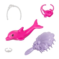Barbie Malibu Poupée Sirène à changement de couleur, dauphin, acc.