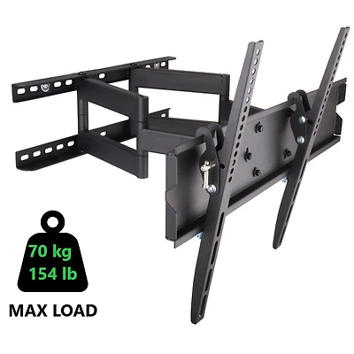 Techly 42" to 70" 2-Arm Full Motion Flat or Curved LCD/LED TV Wall Mount - Tilt +/-12° VESA up to 800x400 mm, White