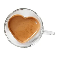 Safdie & Co. Premium Barista Amore Glass Coffee Mugs with Handle, Transparent Tea Glasses for Hot/Cold Beverages, Perfect Design for Americano, Cappuccinos, Latte or Macchiato, Tea and Beverage 2Piece