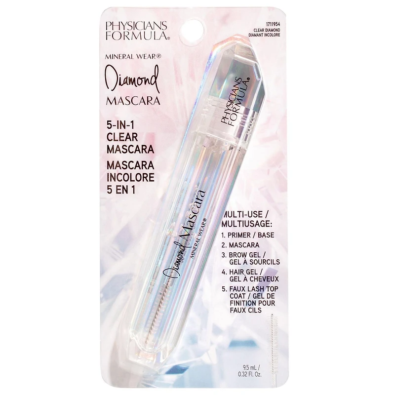 MINERAL WEAR DIAMOND MASCARA CLEAR DIAMOND, 5-in-1, multi-use clear mascara