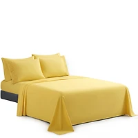 Literie Marina Decoration, draps toutes saisons, ultra doux, soyeux et à poches profondes, en rayonne de bambou, couleur jaune