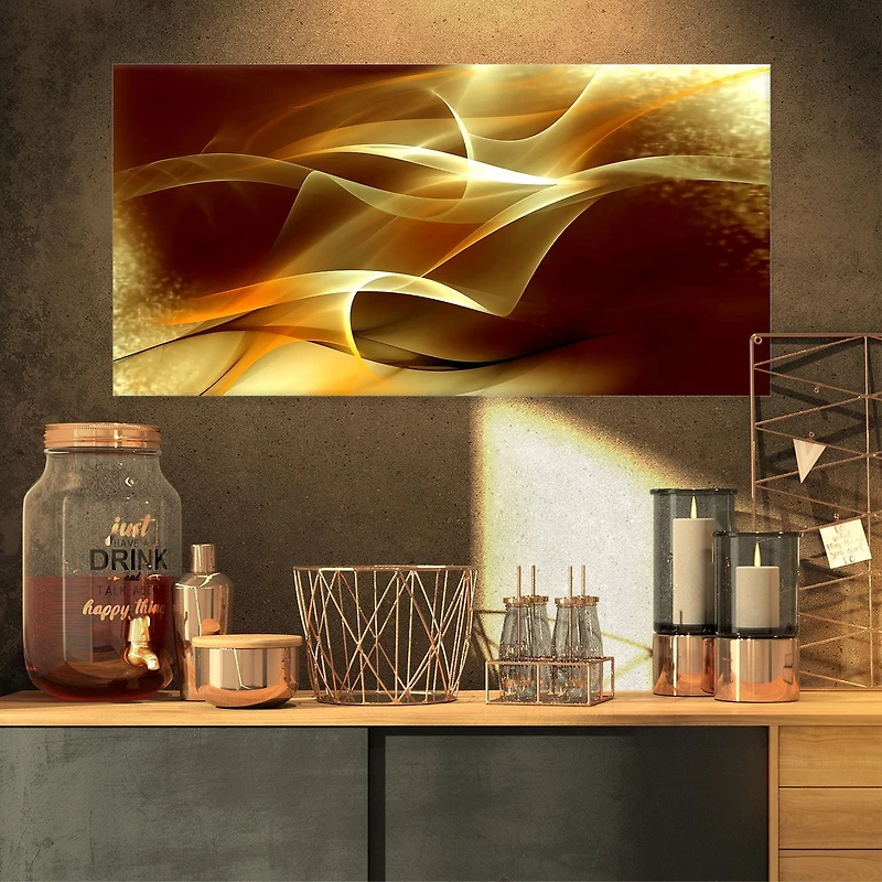Designart Conception fractale abstraite jaune clair Art mural sur toile