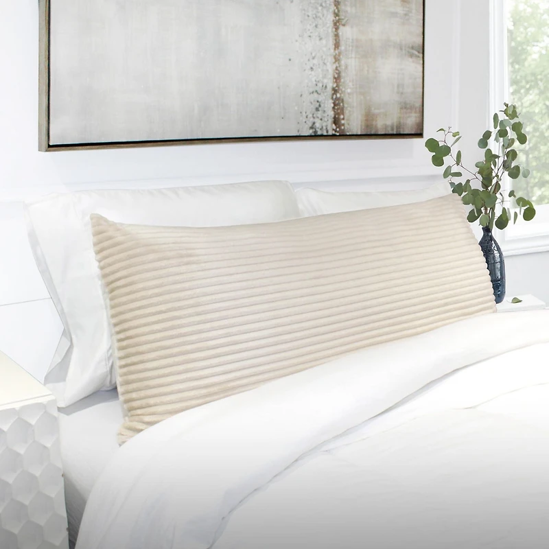 Cord Plush Body Pillow Oat, 20x48"