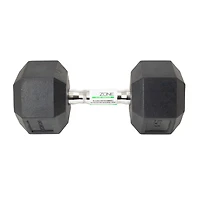 GoZone Rubber-Coated Hex Dumbbell – Black/Chrome, No-roll design