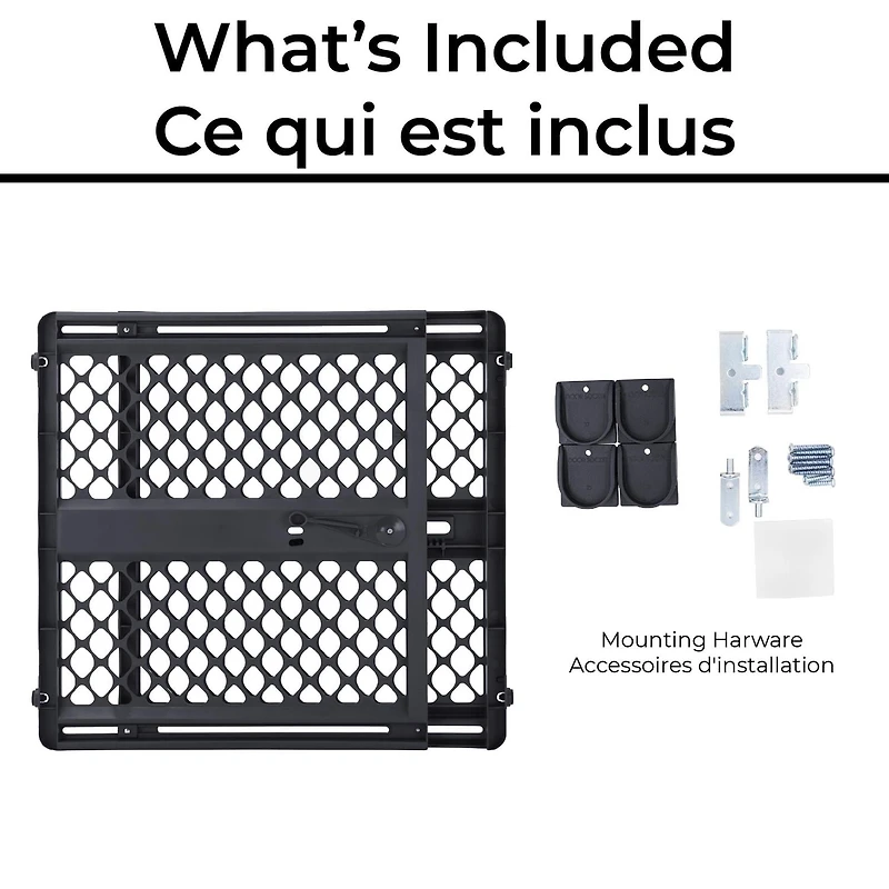 North States Pressure or Hardware-Mount Plastic Supergate Classic Baby Gate - Charcoal Grey