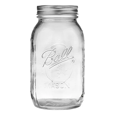 Ball Mason Jars with Lids & Bands, Regular Mouth, 946 mL (32 oz), 8 Pack, BPA-free