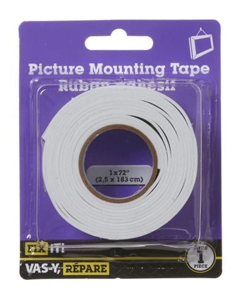 Ruban adhésif pour affiches 1 po x 72 po 1 pièce Ruban tout usage conçu pour les surfaces propres, sèches et lisses. Pour l'intérieur.