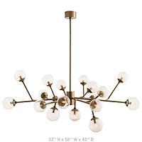 Dallas 18-Light Gold Chandelier – Mid-Century Modern Design with Adjustable Arms and Seedy Glass Spheres for Elegant, Contemporary Lighting