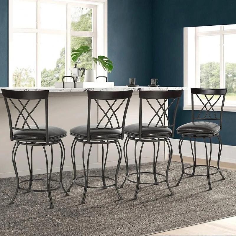 Homylin Swivel Counter Height PU Bar Stools Set of 2, 24inch