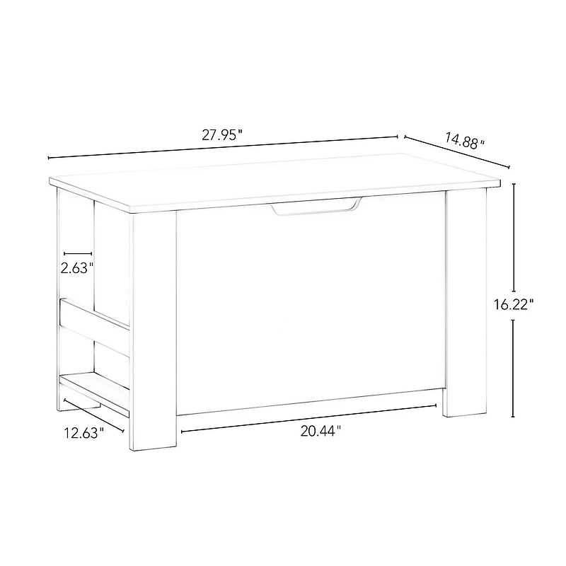 Book Nook Kids Toy Storage Box with Front Bookrack – White