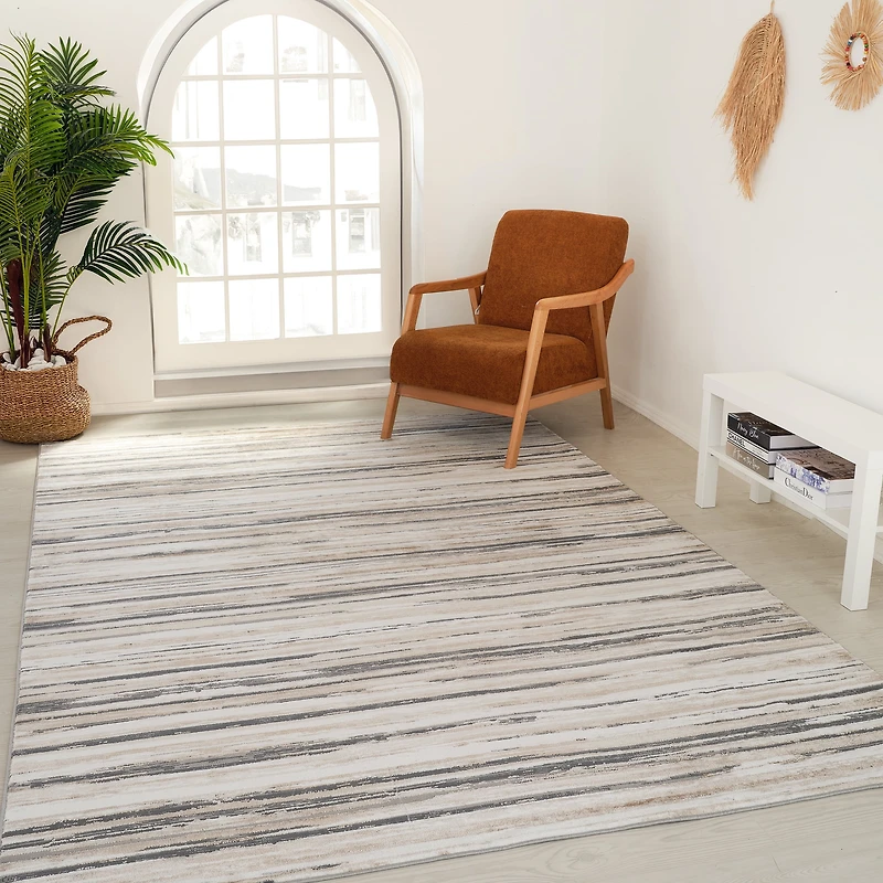 Tapis d'interieur Rug Branch Atlas Camo, gris beige, moderne - Salon, chambre, salle a manger et cuisine
