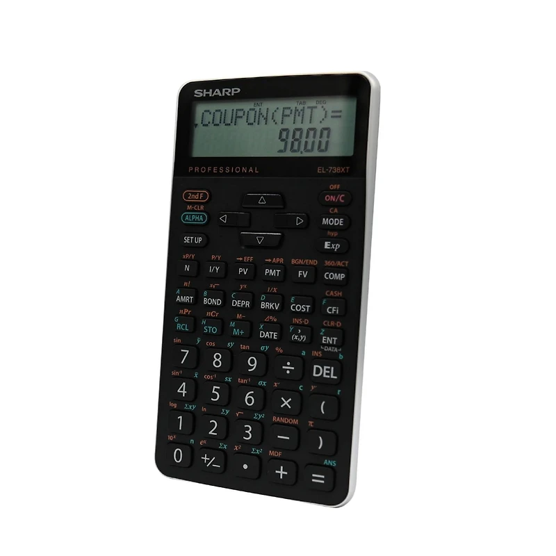 Calculatrice financière Sharp EL738XT avec fonctions d’amortissement et d’analyse des flux de trésorerie, écran ACL à 2 lignes et 10 chiffres, pour les affaires et les étudiantes et étudiants
