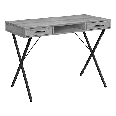 Monarch Specialties Computer Desk, Home Office, Laptop, Left, Right Set-up, Storage Drawers, 42"l, Work, Metal, Laminate, Grey, Black, Contemporary, Modern