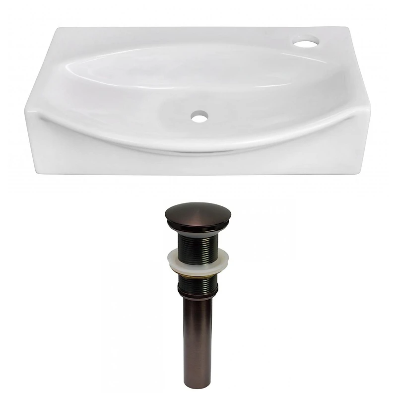 American Imaginations AI-31560 16,5 pouces Vaisseau blanc de bâti de mur de W pour le forage droit de 1 trou