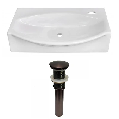 American Imaginations AI-31560 16,5 pouces Vaisseau blanc de bâti de mur de W pour le forage droit de 1 trou