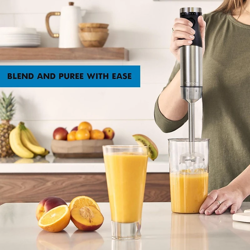 Kenmore 400W Immersion Hand Blender Set with Food Chopper & Whisk, Versatile Tool for Smoothies & Soups