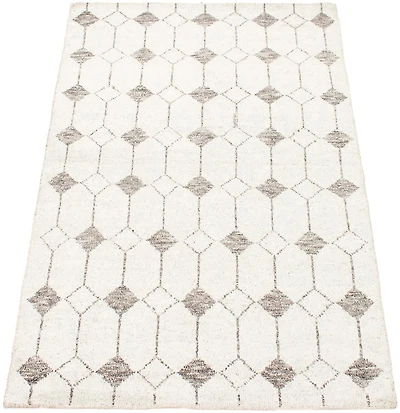 ECARPETGALLERY 4'11" x 8'0" Moroccan Tangier Hand-knotted Area Rug for Living Room, Dining Room and Bedroom in Ivory