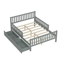Lit plateforme en bois avec barrières de sécurité, taille simple, Noble House, gris