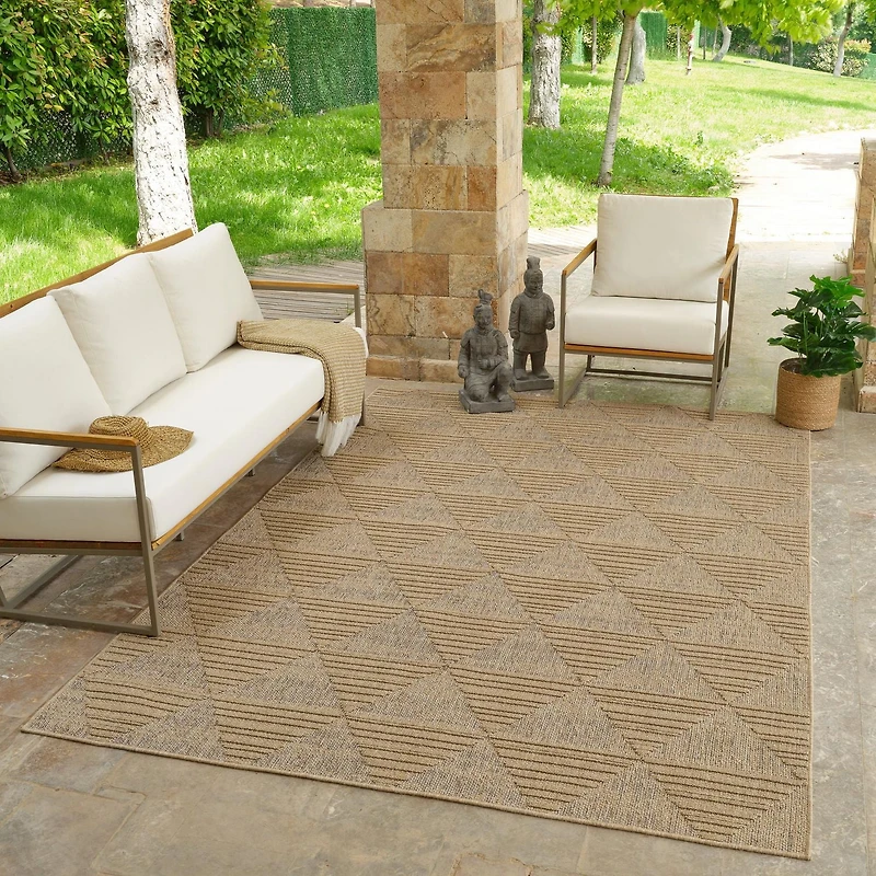 Tapis d'interieur exterieur abstrait Rug Branch Hogar, marron beige, moderne - Salon, chambre, salle a manger et cuisine