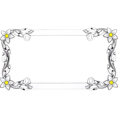 Cruiser Accessories Daisy License Plate Frame, Chrome/Painted, Fits 32x17cm License Plate