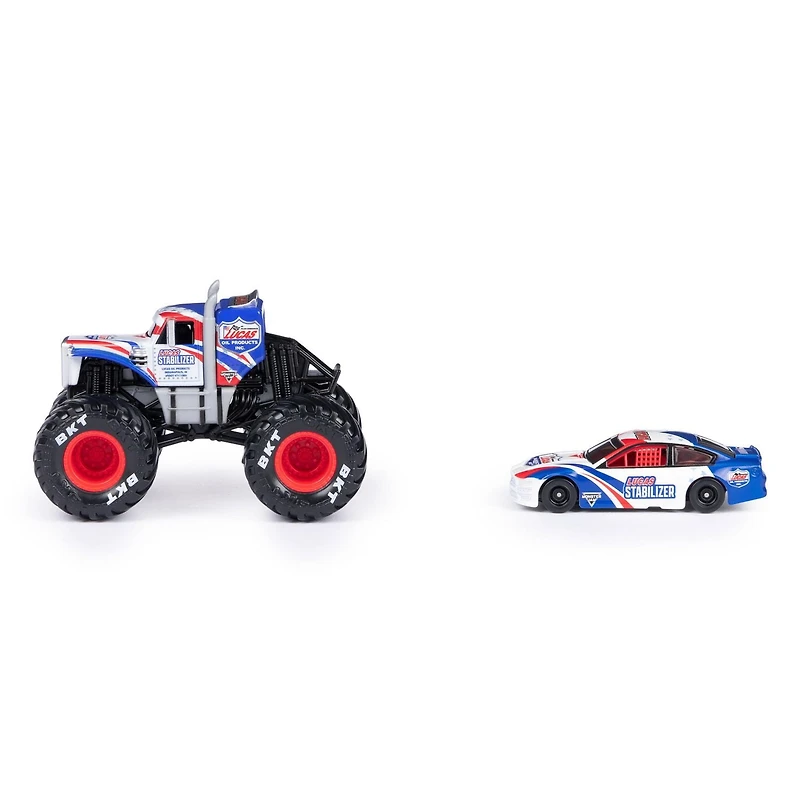 Monster Jam, Official Lucas Stabilizer Monster Truck and Race Car in 1:64 Scale, Kids Toys for Boys and Girls Ages 3 and up