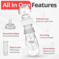 Playtex Baby® Anti-Colic, Reduce Gas, Air Free Nurser Bottle with 15 Pre-Sterilized Disposable Drop-Ins Liners, Closer to Breastfeeding, 4oz Bottles, 3 Count
