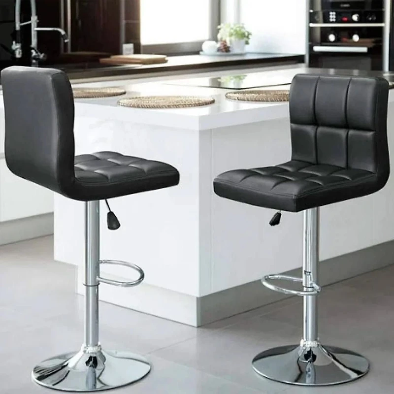 Heavenly Collection Leather Adjustable Stool for Dining Area Set of 2