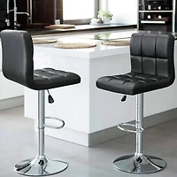 Heavenly Collection Leather Adjustable Stool for Dining Area Set of 2