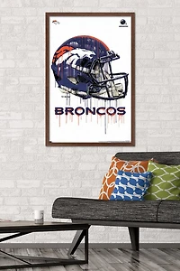 NFL Denver Broncos - Drip Helmet 20 Wall Poster, 14.725" x 22.375" Framed