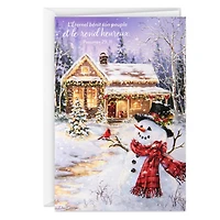 DaySpring  French-Language Religious Boxed Christmas Cards, Peaceful Snowman and House (Pack of 16 Cards with Envelopes)