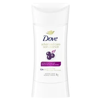 Antisudorifique désodorisant pour femme Dove Soin Avancé Parfum de Baie d'Açaï et Fleur de Lotus avec technologie pro-céramides pour une peau douce et résistante 74g