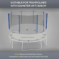 Soozier 14ft Trampoline Net Replacement with 8 Poles and Zippered Entrance