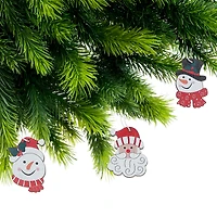 12Pk Wooden Snowman And Santa Ornaments (Asstd) - Set of 2