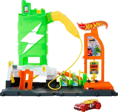 Hot Wheels Ville Station d’énergie Super Recharge, véhicule