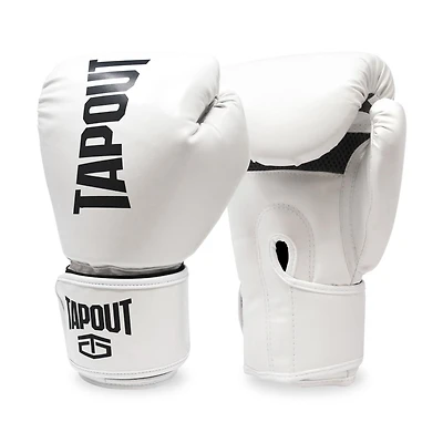 Gants de boxe Tapout 10 oz avec fermeture Velcro réglable - Blanc