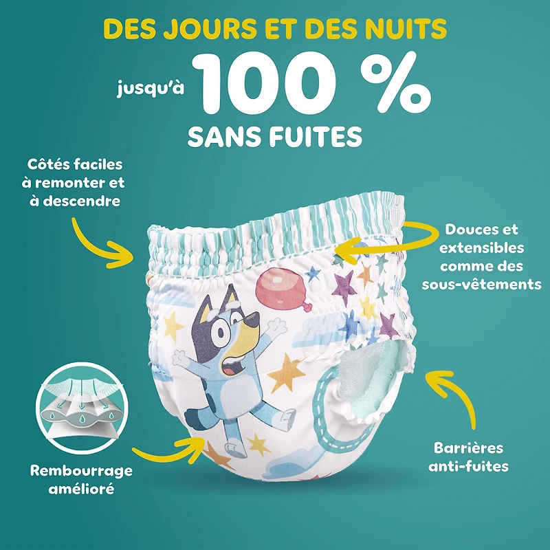Pampers Easy Ups Girls & Boys Potty Training Pants, Size 4 (2T3T), 140 Count, Bluey Absorbent Training Underwear, Up to 100% Leakproof Day and Night, Hypoallergenic